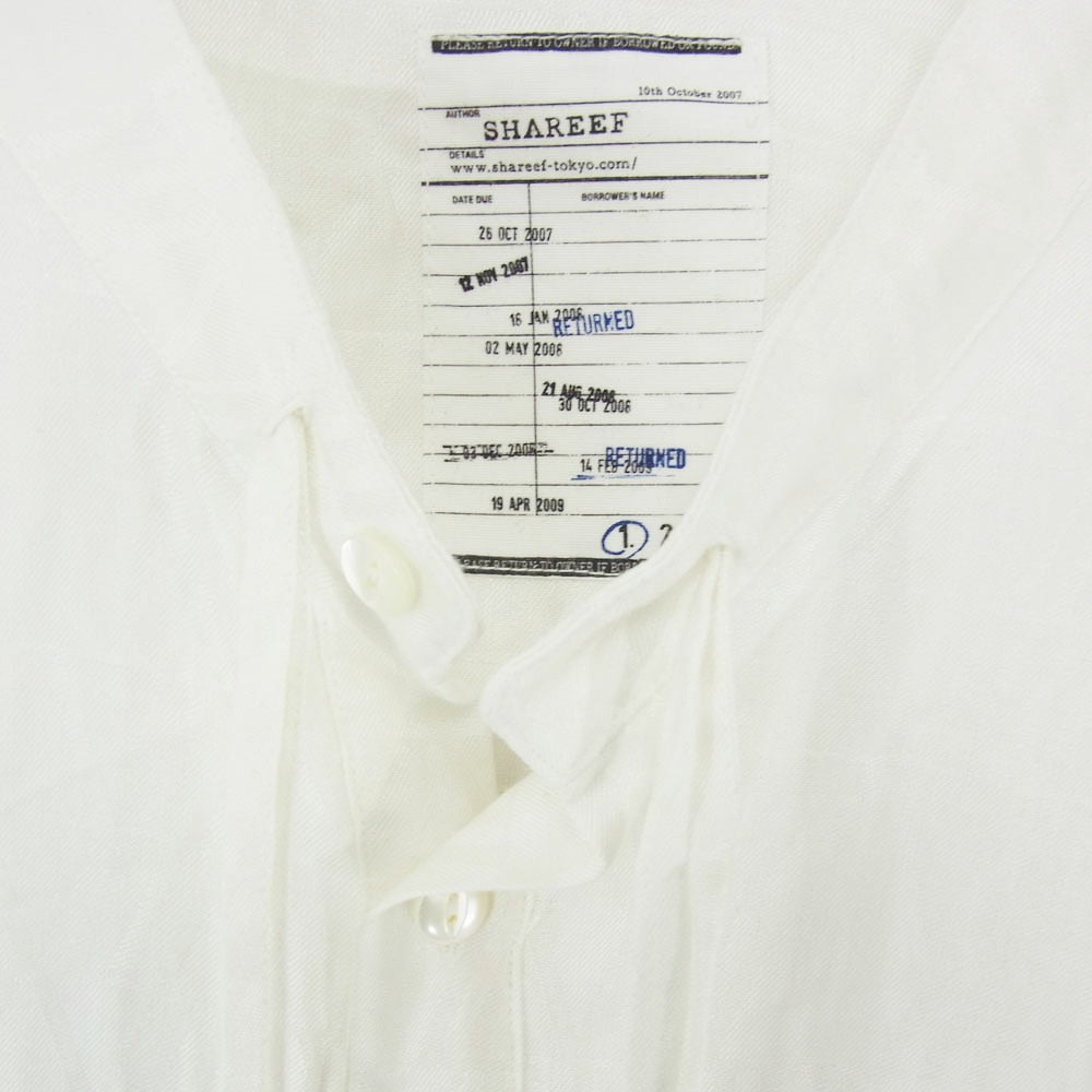 SHAREEF シャリーフ 23313028 SHADOW JQ L/S SMOCK ジャガード ロゴ 総柄 スモック 長袖シャツ ホワイト系 1【中古】