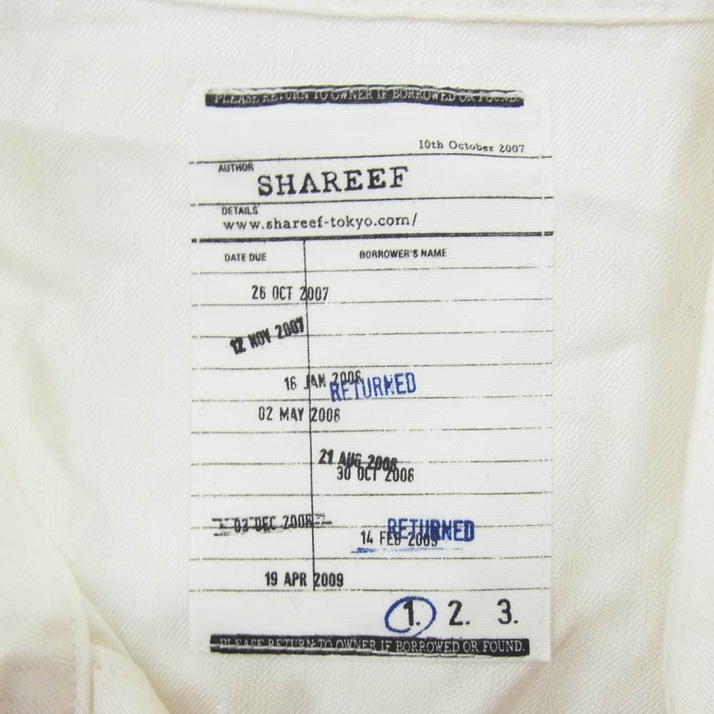 SHAREEF シャリーフ 23313028 SHADOW JQ L/S SMOCK ジャガード ロゴ 総柄 スモック 長袖シャツ ホワイト系 1【中古】