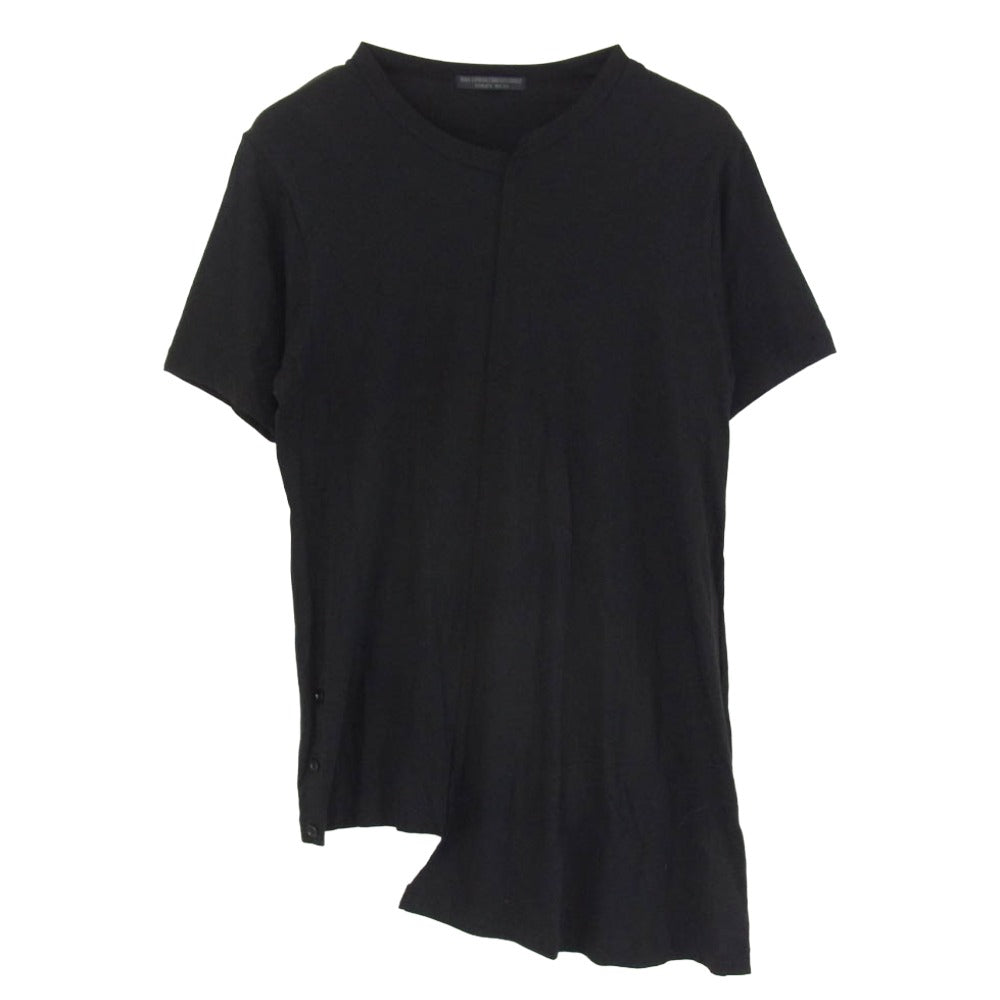 Yohji Yamamoto ヨウジヤマモト 17SS HD-T57-282 REGULATION レギュレーション WILDS サイドスリットボタン ナナメハギ 半袖 Tシャツ カットソー ブラック系 1【中古】