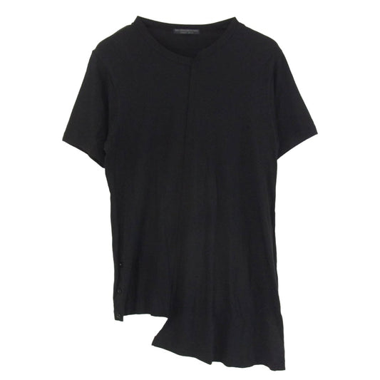 Yohji Yamamoto ヨウジヤマモト 17SS HD-T57-282 REGULATION レギュレーション WILDS サイドスリットボタン ナナメハギ 半袖 Tシャツ カットソー ブラック系 1【中古】