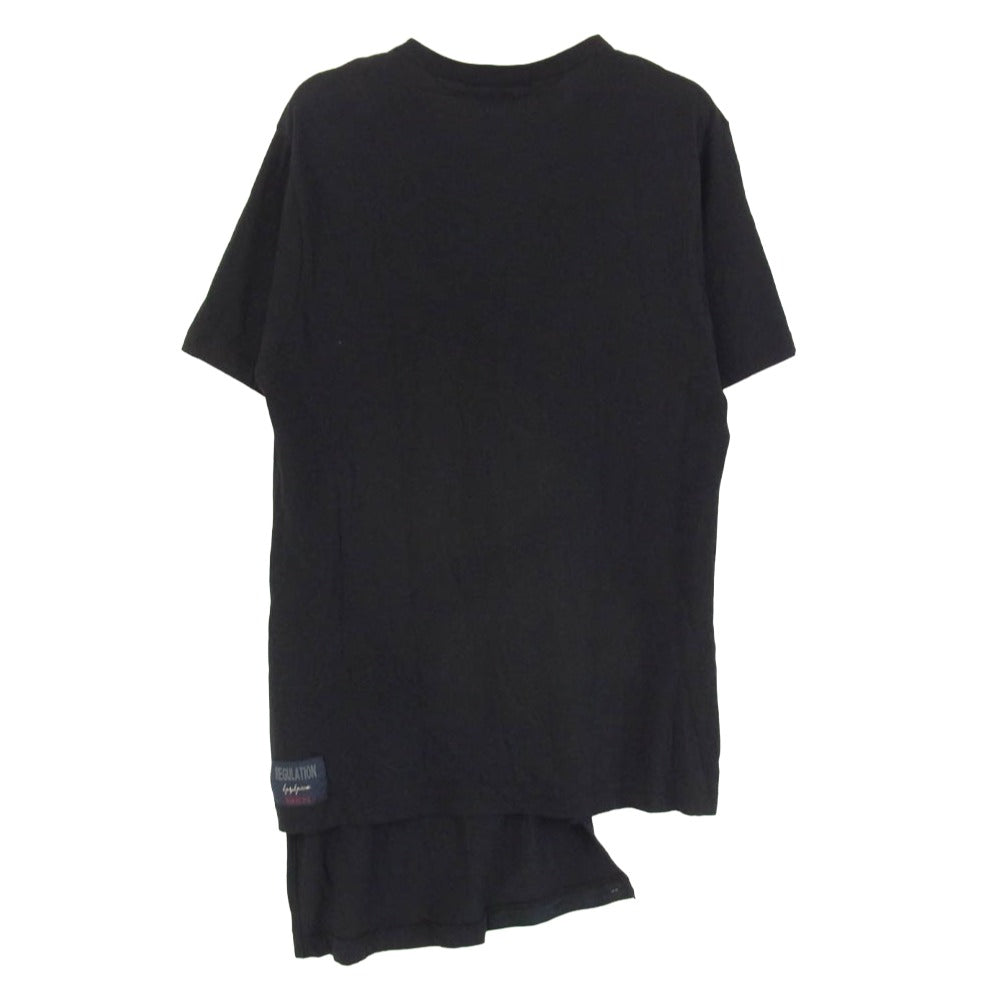 Yohji Yamamoto ヨウジヤマモト 17SS HD-T57-282 REGULATION レギュレーション WILDS サイドスリットボタン ナナメハギ 半袖 Tシャツ カットソー ブラック系 1【中古】