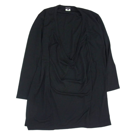 COMME des GARCONS HOMME PLUS コムデギャルソンオムプリュス 22AW PJ-T016 ドレープ エステル ロング丈カットソー 長袖 Tシャツ ブラック系 M【中古】