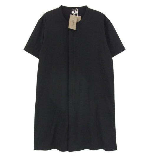 COMME des GARCONS HOMME PLUS コムデギャルソンオムプリュス AD2024 PN-T008 比翼ジップデザイン クルーネック 半袖 Tシャツ ロング カットソー ブラック系 M【美品】【中古】