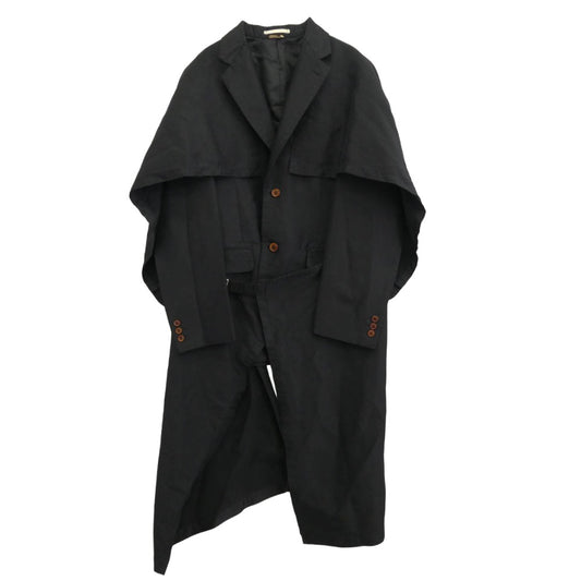COMME des GARCONS HOMME PLUS コムデギャルソンオムプリュス 20AW PF-J068 色の抵抗期 ポリエステル縮絨 ポリ縮 製品加工 後染 マント ジャケット ブラック系 XS【中古】
