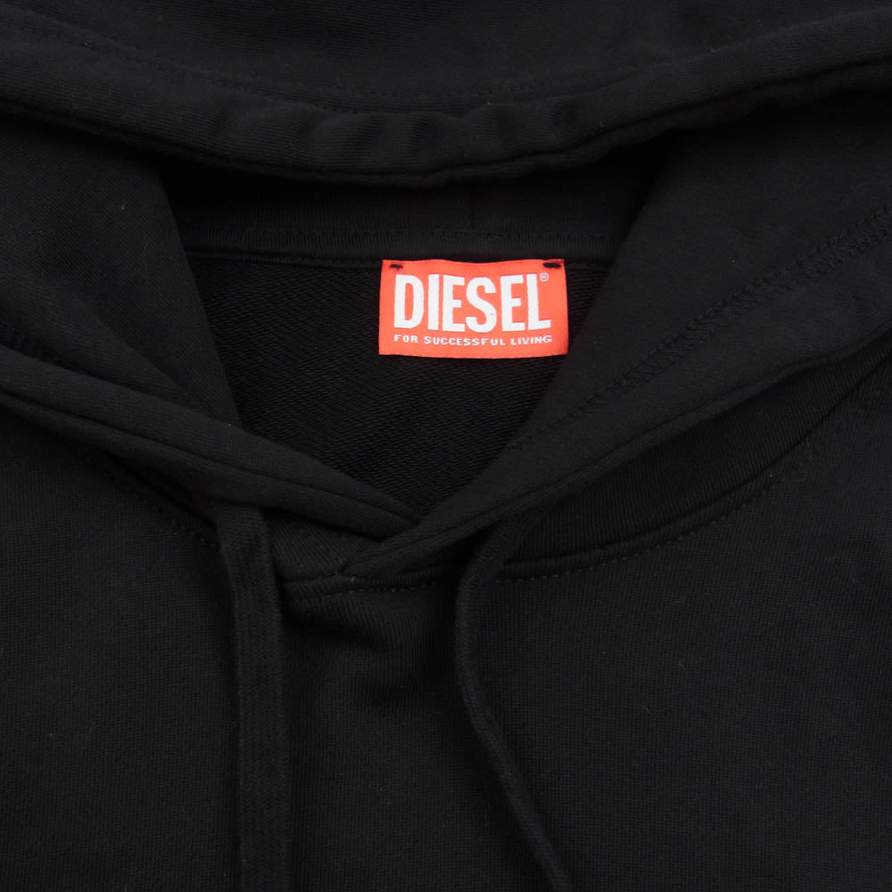 DIESEL ディーゼル A11324 S-GINN-HOOD -L3 denim 刺繍 プルオーバー スウェット パーカー ブラック系 XL【中古】
