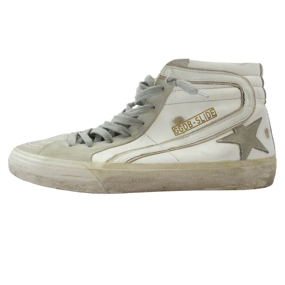 GOLDEN GOOSE ゴールデングース イタリア製 SLIDE high trainers ハイカット スニーカー ダメージ加工 ヴィンテージ加工 シューズ ホワイト系 41【中古】
