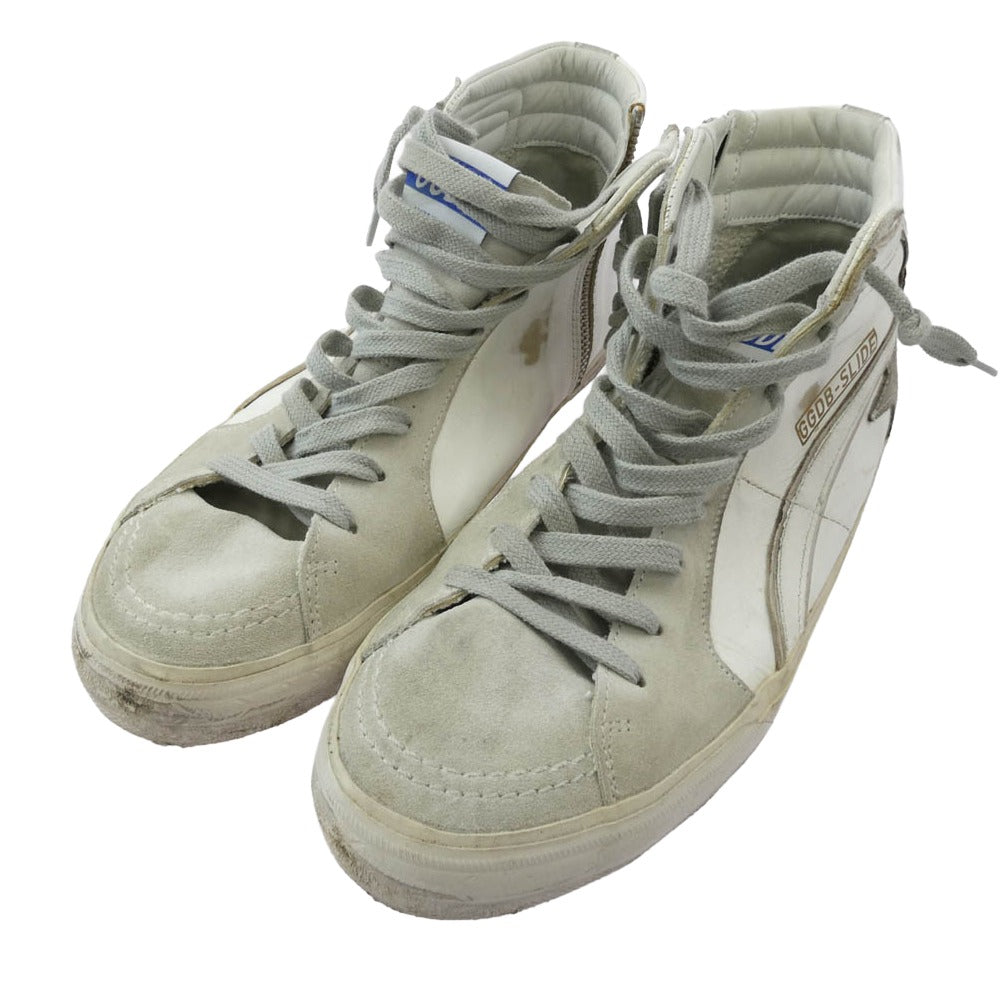GOLDEN GOOSE ゴールデングース イタリア製 SLIDE high trainers ハイカット スニーカー ダメージ加工 ヴィンテージ加工 シューズ ホワイト系 41【中古】