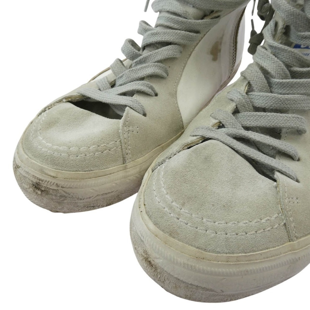 GOLDEN GOOSE ゴールデングース イタリア製 SLIDE high trainers ハイカット スニーカー ダメージ加工 ヴィンテージ加工 シューズ ホワイト系 41【中古】