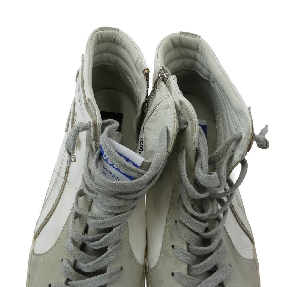 GOLDEN GOOSE ゴールデングース イタリア製 SLIDE high trainers ハイカット スニーカー ダメージ加工 ヴィンテージ加工 シューズ ホワイト系 41【中古】