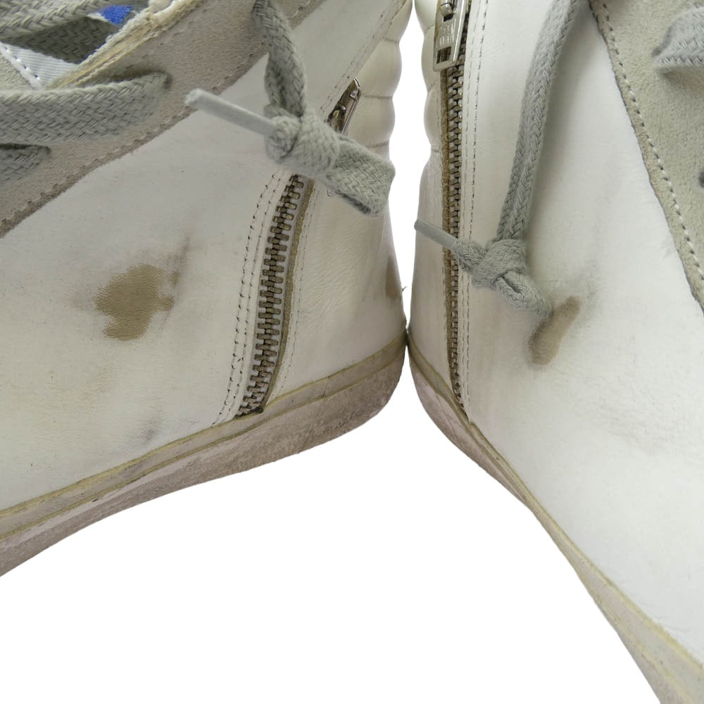 GOLDEN GOOSE ゴールデングース イタリア製 SLIDE high trainers ハイカット スニーカー ダメージ加工 ヴィンテージ加工 シューズ ホワイト系 41【中古】