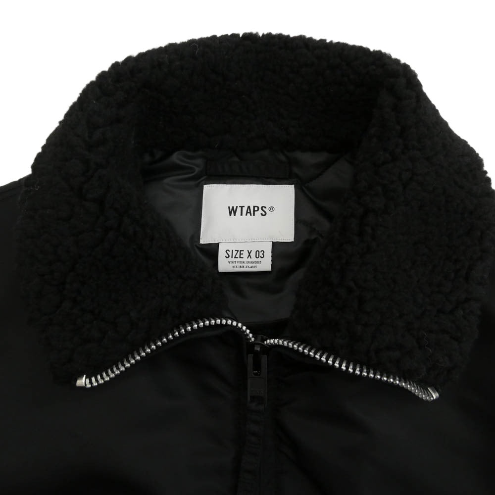 WTAPS ダブルタップス 25AW 252TQDT-JKM02 ES JACKET NYLON. SATIN. CORDURA コーデュラナイロン 襟ボア ジャケット ブルゾン ブラック系 03【中古】