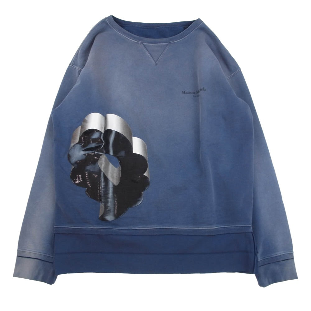 MAISON MARGIELA メゾンマルジェラ 22SS S50GU0189 S25520 10ライン Oversized Symbol Crew Sweat ウォッシュ加工 オーバーサイズ シンボルプリント クルーネック スウェット インディゴブルー系 S【中古】