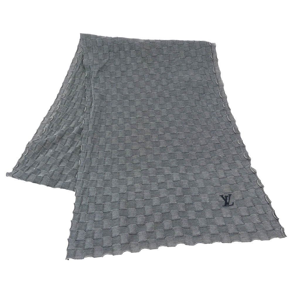 LOUIS VUITTON ルイ・ヴィトン ダミエ LVロゴ コットン ストール マフラー グレー系【中古】