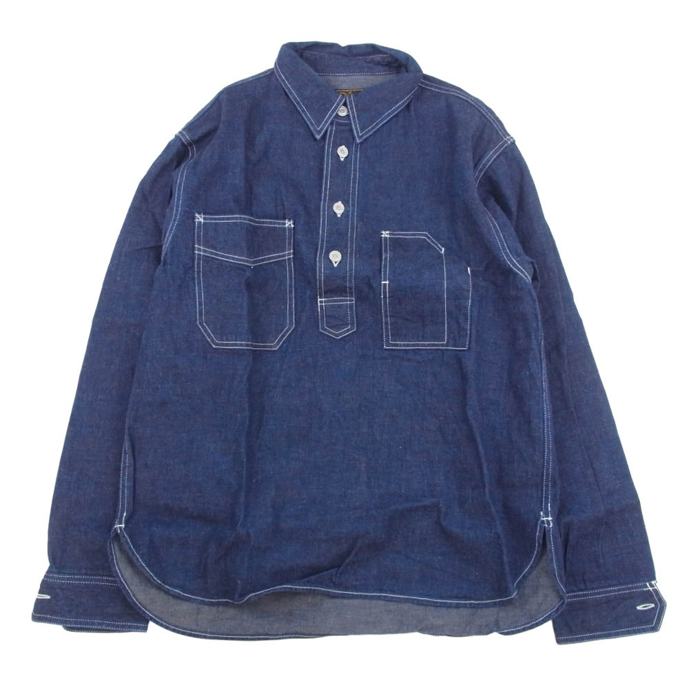 CUSHMAN クッシュマン 25510 9oz. DENIM PULL OVER WORK SHIRT デニム プルオーバー ワーク シャツ インディゴブルー系 M【中古】