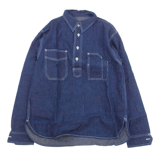 CUSHMAN クッシュマン 25510 9oz. DENIM PULL OVER WORK SHIRT デニム プルオーバー ワーク シャツ インディゴブルー系 M【中古】