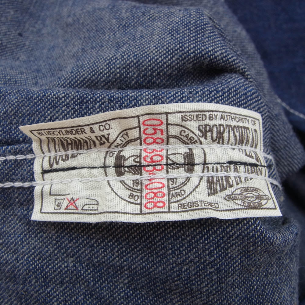 CUSHMAN クッシュマン 25510 9oz. DENIM PULL OVER WORK SHIRT デニム プルオーバー ワーク シャツ インディゴブルー系 M【中古】