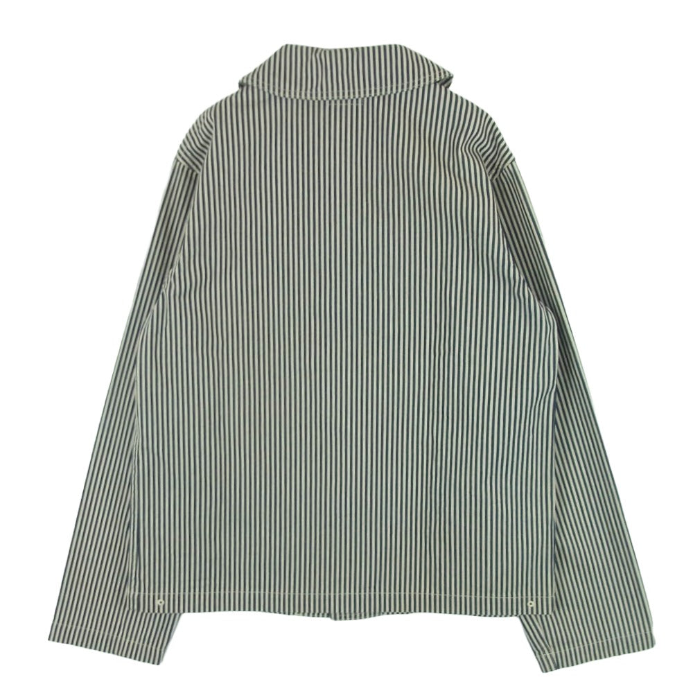 AT LAST アットラスト ヒッコリー ストライプ ショールカラー カバーオール ジャケット ネイビー系 オフホワイト系 40【中古】