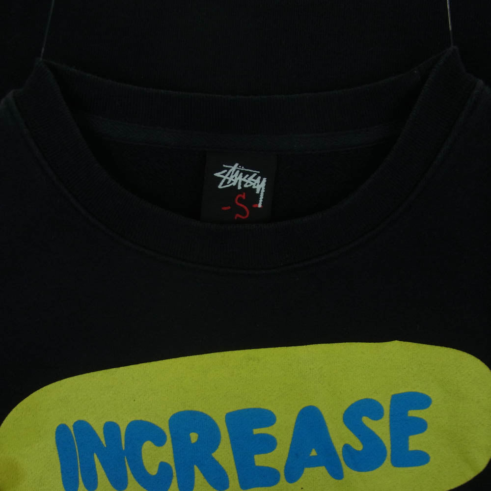 STUSSY ステューシー INCREASE THE PEACE プリント スウェット トレーナー コットン 中国製 ブラック系 S【中古】