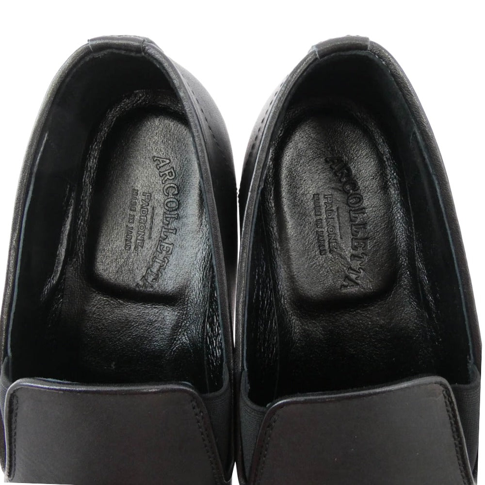 アルコレッタパドローネ PADRONE パドローネ レザー スリッポン シューズ ブラック系 41【美品】【中古】