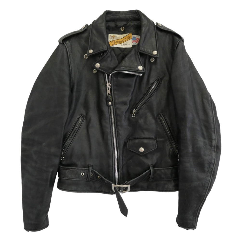 schott ショット 618 80s 90s バイカータグ後期 ライダース ジャケット ブラック系 36【中古】