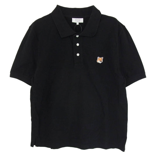 MAISON KITSUNE メゾンキツネ LM00208KJ7002 SS POLO SHIRT フォックスヘッドパッチ 半袖 ポロシャツ ブラック系 L【中古】