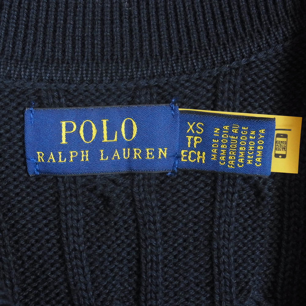 【希少✨】ポロラルフローレン　ケーブルニットワンピース　刺繍ロゴ　ネイビー　現行 POLO RALPH LAUREN ポロ・ラルフローレン ロゴ刺繍 ケーブルニット