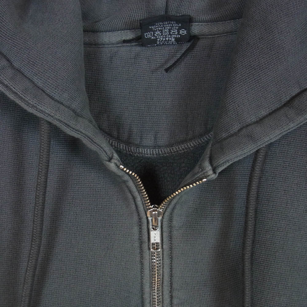 STUSSY ステューシー Jumbo Pigment Dyed ジャンボ ピグメントダイ ジップアップ スウェット フーディ パーカー チャコール系 S【中古】