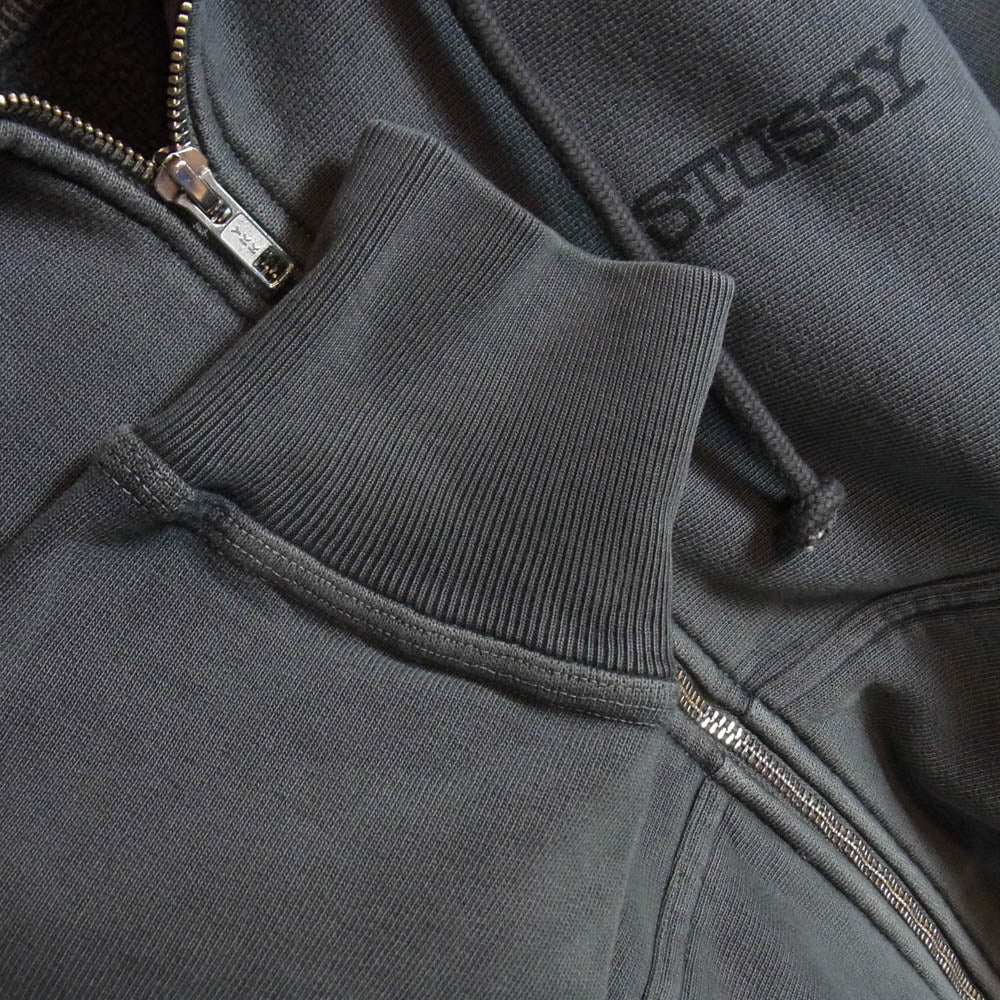 STUSSY ステューシー Jumbo Pigment Dyed ジャンボ ピグメントダイ ジップアップ スウェット フーディ パーカー チャコール系 S【中古】