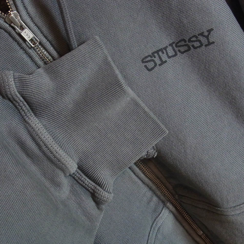 STUSSY ステューシー Jumbo Pigment Dyed ジャンボ ピグメントダイ ジップアップ スウェット フーディ パーカー チャコール系 XL【中古】