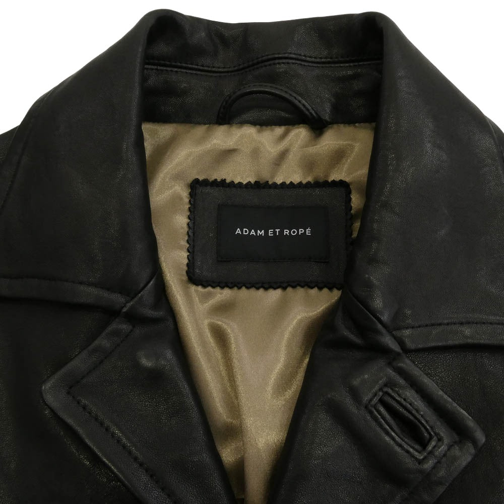 Adam et Rope' アダムエロペ GML-15110-B シープスキン ウォッシュド レザー カーコート ジャケット ブラック系 L【中古】