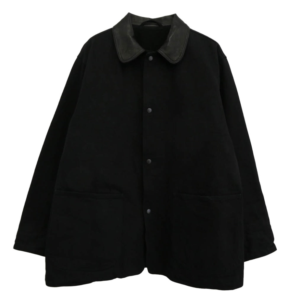 COMOLI コモリ 24AW A03-01027 襟ラムレザー デニム ワーク ジャケット ブラック系 3【中古】