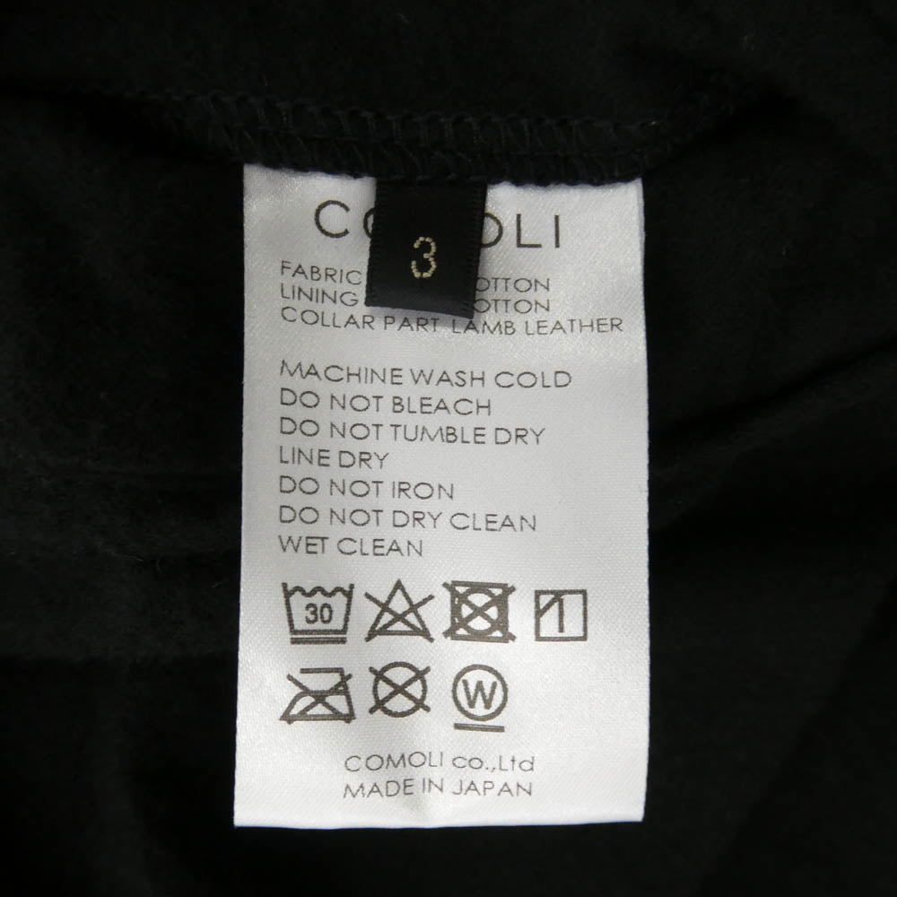 COMOLI コモリ 24AW A03-01027 襟ラムレザー デニム ワーク ジャケット ブラック系 3【中古】