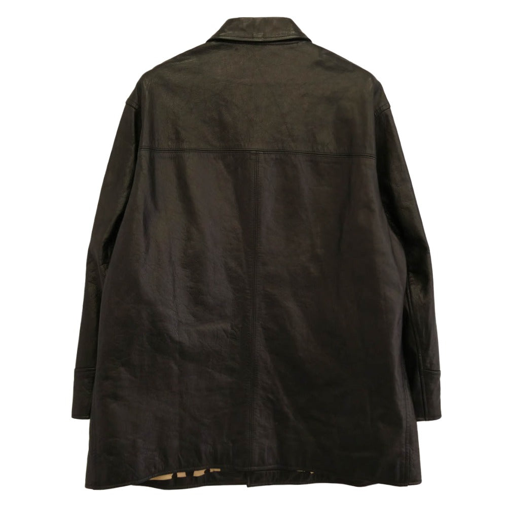 WACKO MARIA ワコマリア 24ss LEATHER CAR COAT TYPE-2 裏地レオパード カウハイド レザー カーコート ジャケット ブラック系 L【中古】