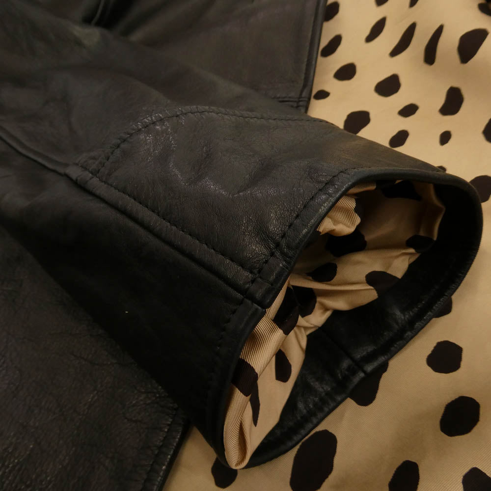 WACKO MARIA ワコマリア 24ss LEATHER CAR COAT TYPE-2 裏地レオパード カウハイド レザー カーコート ジャケット ブラック系 L【中古】