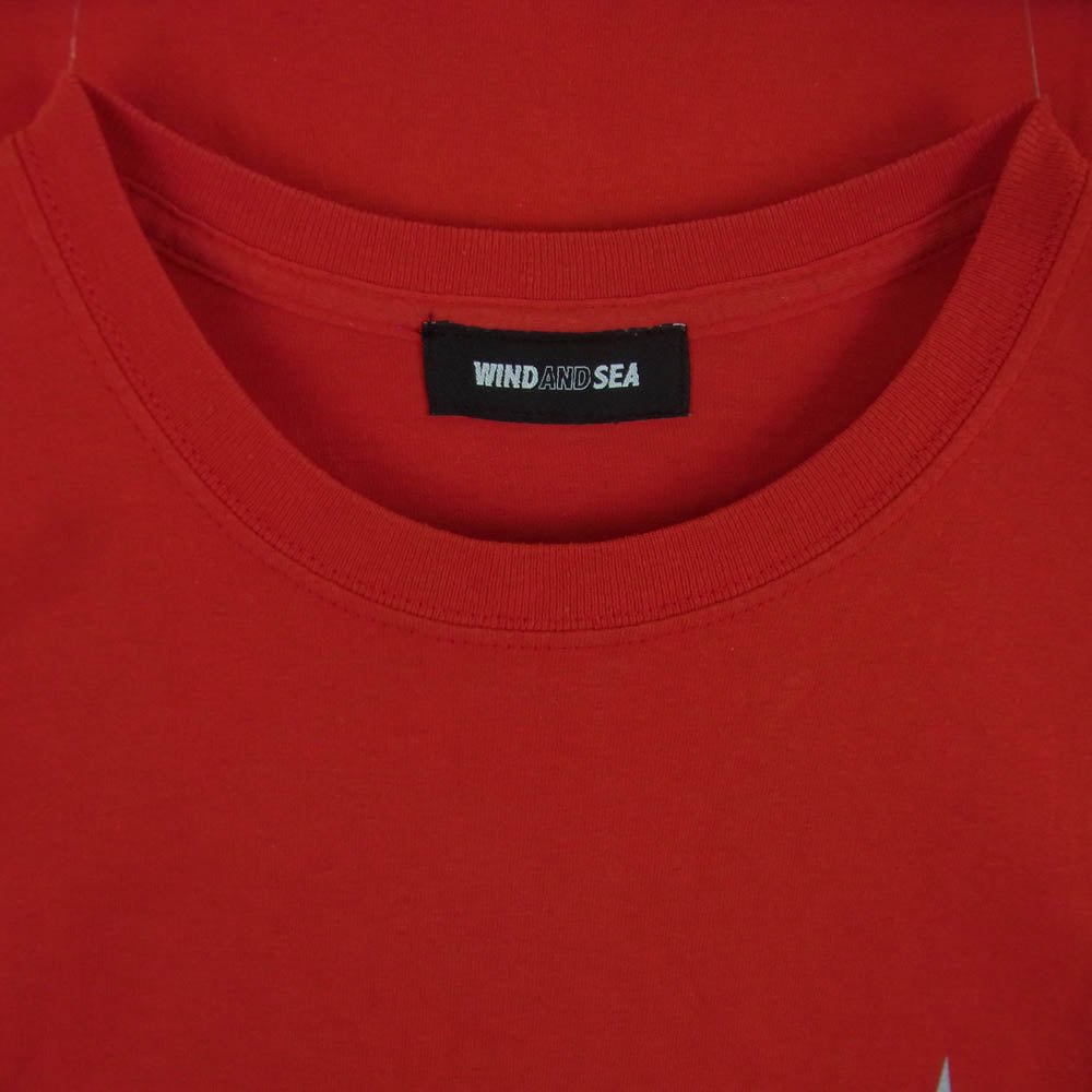 WIND AND SEA ウィンダンシー WDS-20A-CS-01 SEA wavy T-SHIRTS ロゴ プリント 半袖 Tシャツ コットン レッド系 XL【中古】