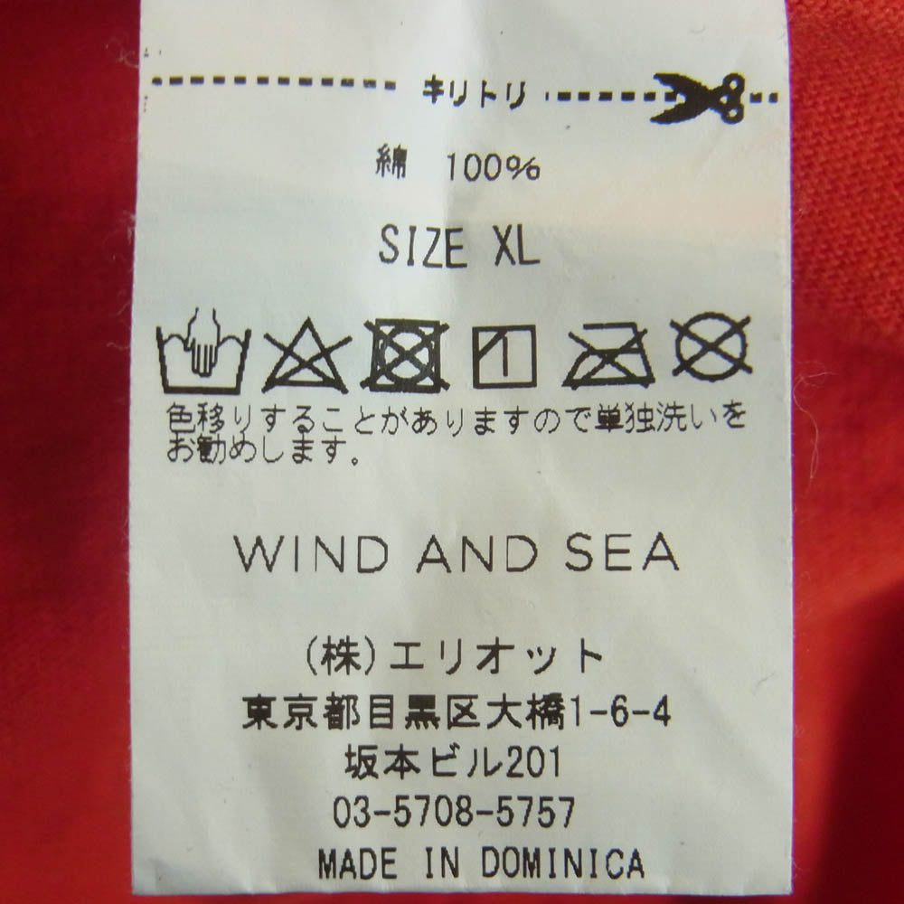 WIND AND SEA ウィンダンシー WDS-20A-CS-01 SEA wavy T-SHIRTS ロゴ プリント 半袖 Tシャツ コットン レッド系 XL【中古】