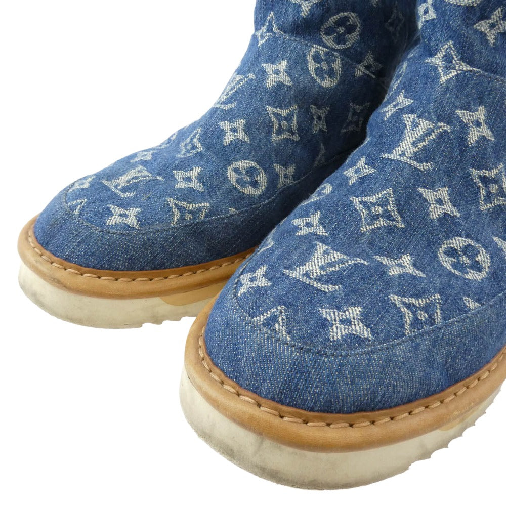 LOUIS VUITTON ルイ・ヴィトン x NIGO ニゴー LV コージー・ライン モノグラム・デニム ムートンブーツ インディゴブルー系 7【中古】