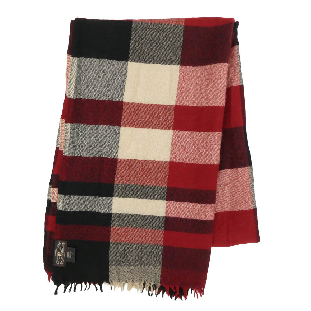 RRL ダブルアールエル ウール チェック ストール マフラー レッド系
