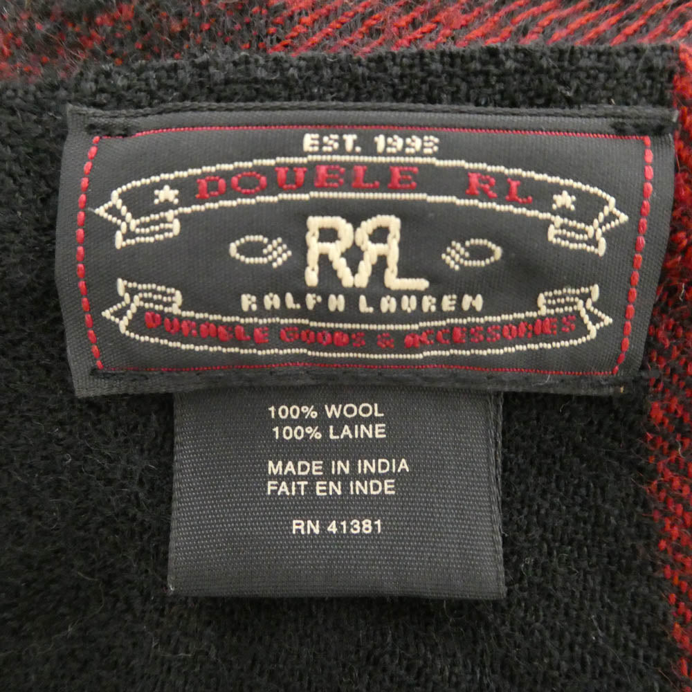 RRL ダブルアールエル ウール チェック ストール マフラー レッド系 ブラック系【中古】