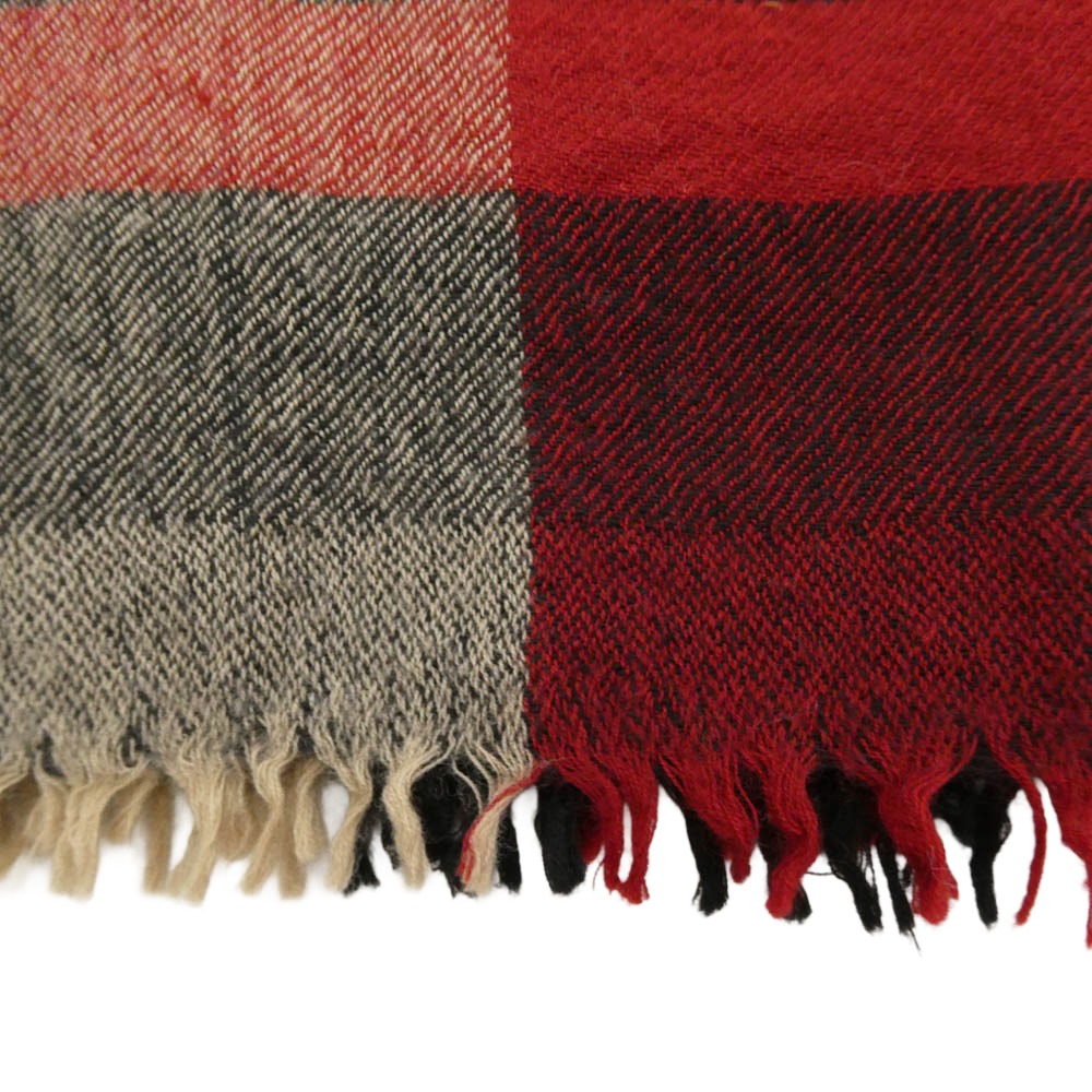 新品未使用　ダブルアールエル　マフラー RRL ダブルアールエル ウール チェック ストール マフラー レッド系