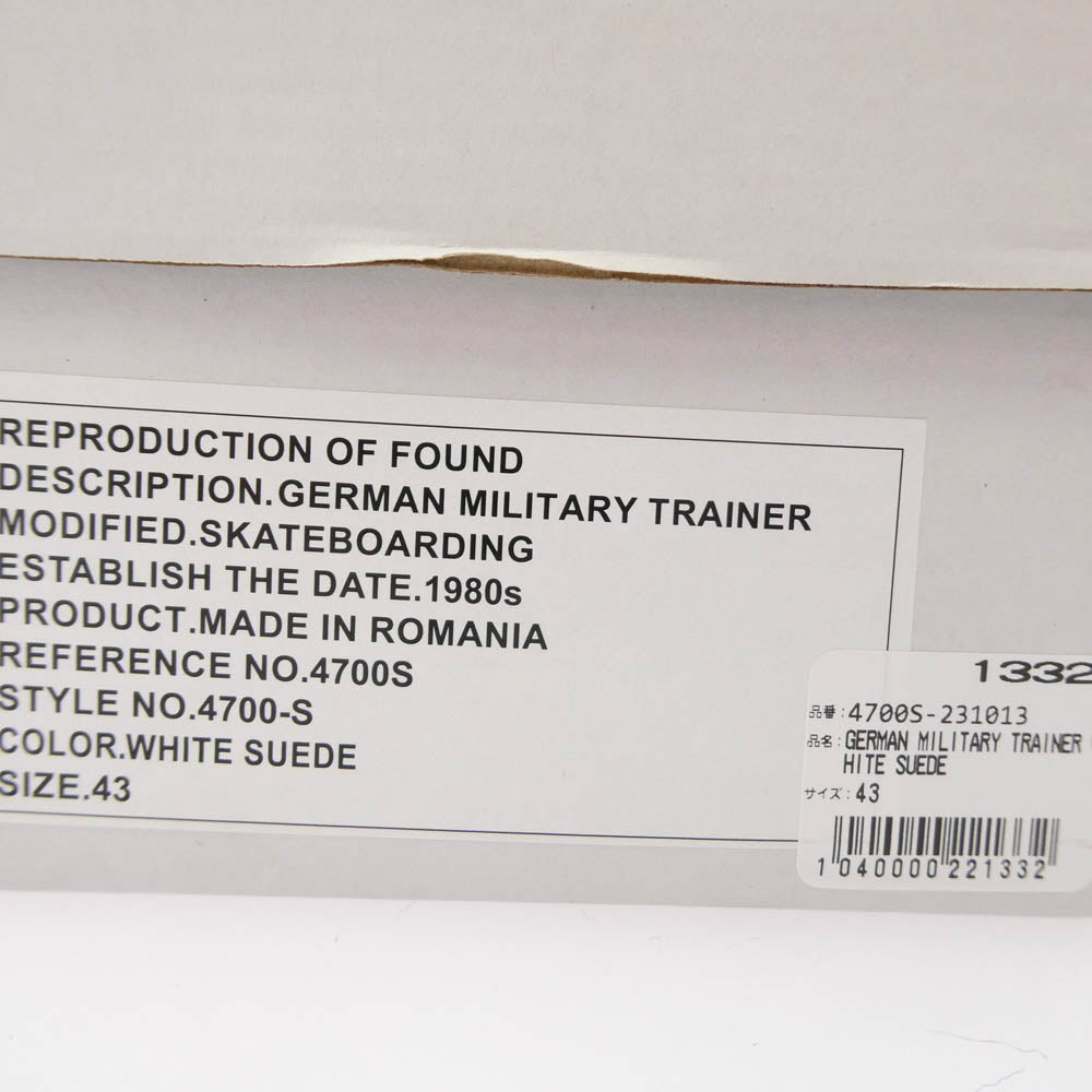 リプロダクションオブファウンド GERMAN MILITARY TRAINER ジャーマン ミリタリー トレーナー シューズ グレー系 ブラウン系 43【極上美品】【中古】