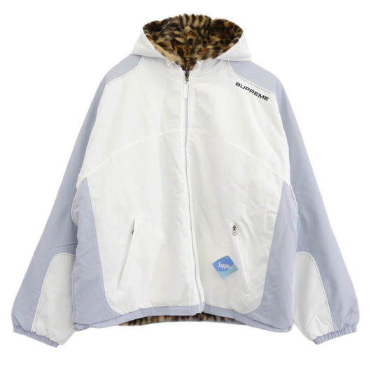Supreme シュプリーム 25SS Faux Fur Reversible Hooded Track Jacket フェイク ファー リバーシブル トラック ジャケット ブルゾン ホワイト系 ライトブルー系 ブランク系 XXL【新古品】【未使用】【中古】