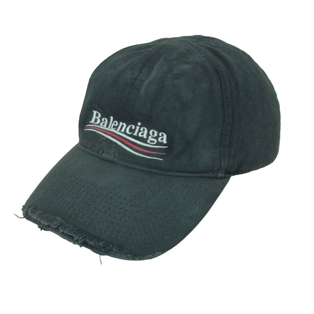 BALENCIAGA バレンシアガ 661884 410B2 POLITICAL DESTROYED デストロイ ダメージ キャンペーン ロゴ刺繍 キャップ グレー系 L 59cm【中古】