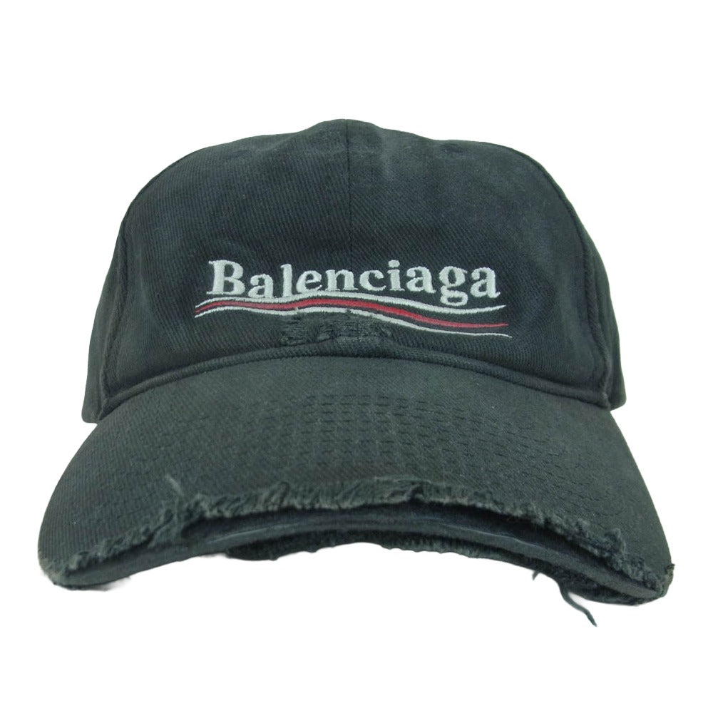 BALENCIAGA バレンシアガ 661884 410B2 POLITICAL DESTROYED デストロイ ダメージ キャンペーン ロゴ刺繍 キャップ グレー系 L 59cm【中古】
