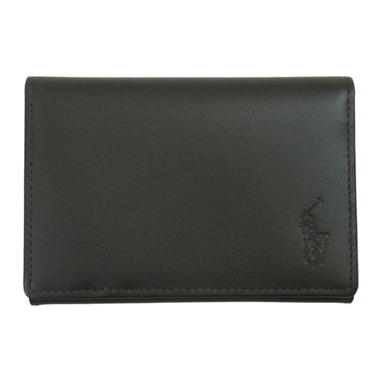 POLO RALPH LAUREN ポロ・ラルフローレン レザー 名刺入れ カードケース 牛革 中国製 ダークブラウン系【美品】【中古】