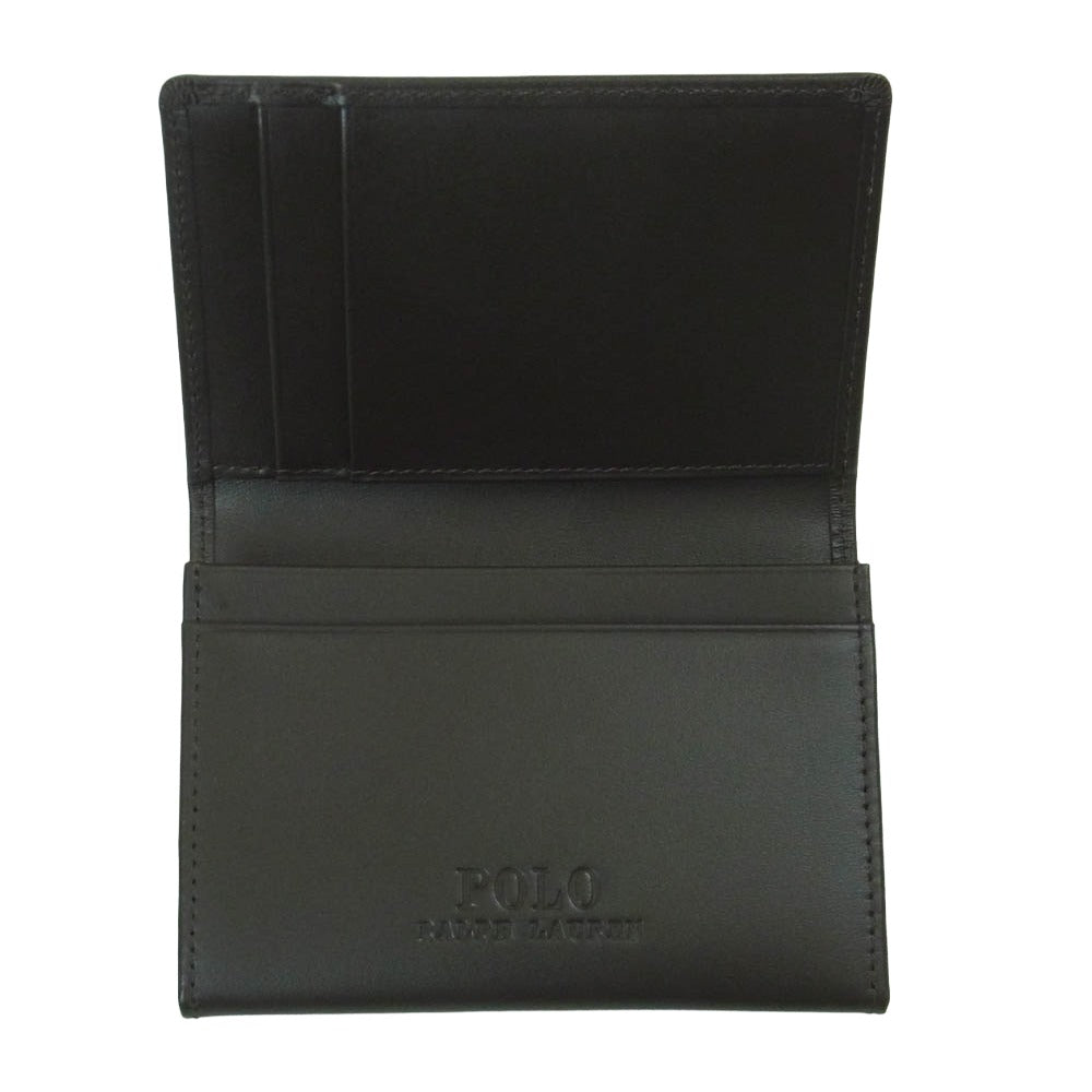 POLO RALPH LAUREN ポロ・ラルフローレン レザー 名刺入れ カードケース 牛革 中国製 ダークブラウン系【美品】【中古】