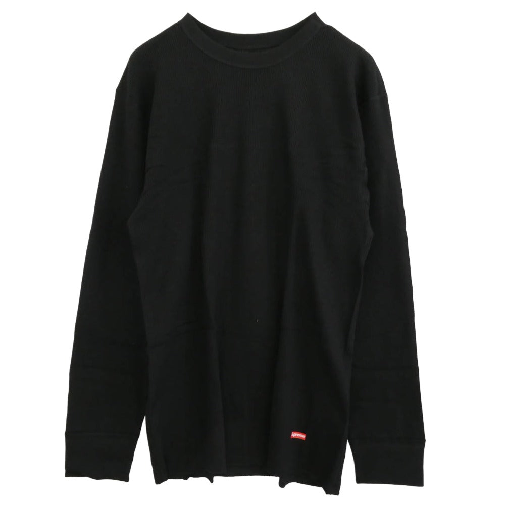 Supreme シュプリーム × HANES ヘインズ Thermal Crew クルーネック サーマル 長袖カットソー ブラック ブラック系 L【新古品】【未使用】【中古】