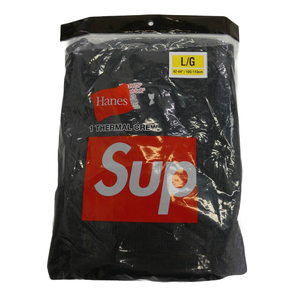 Supreme シュプリーム × HANES ヘインズ Thermal Crew クルーネック サーマル 長袖カットソー ブラック ブラック系 L【新古品】【未使用】【中古】