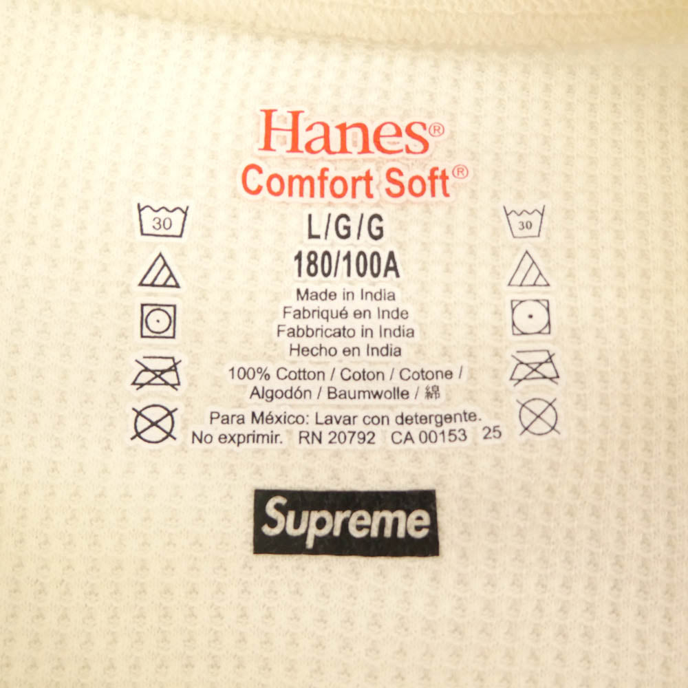 Supreme シュプリーム × HANES ヘインズ Thermal Crew クルーネック サーマル 長袖カットソー ホワイト ホワイト系 L【新古品】【未使用】【中古】
