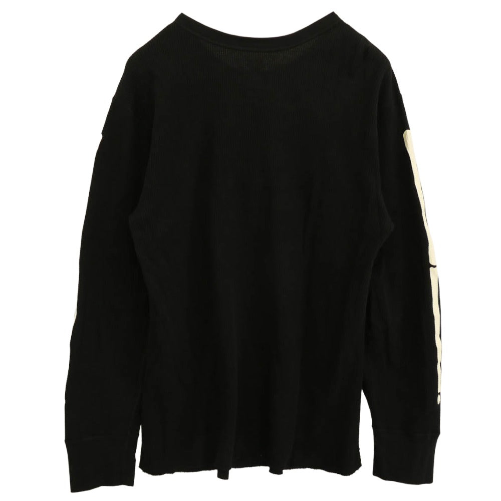 Supreme シュプリーム 25AW × HANES ヘインズ Bones Thermal Crew ボーンプリント サーマル クルーネック 長袖カットソー ブラック ブラック系 L【極上美品】【中古】